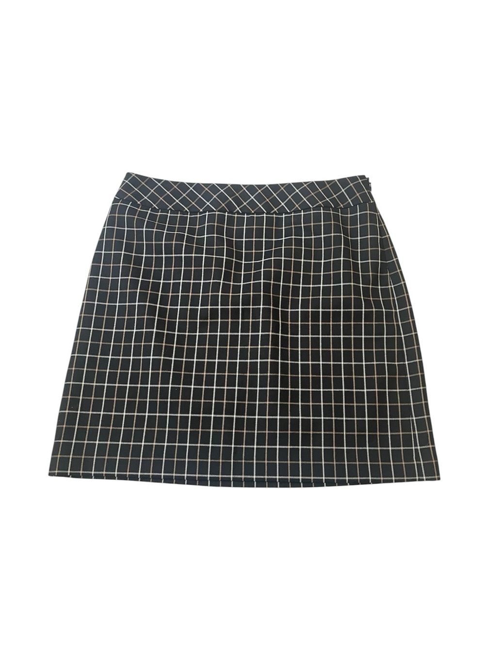 LOFT wool blend black plaid dark academia skirt size 10 petite